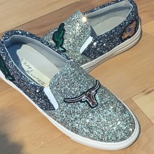 Glitter Cactus Western Slip On Shoes